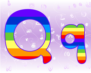 Rainbow Alphabet on a lavender background tender