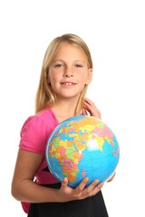 Young Girl Holding World Globe