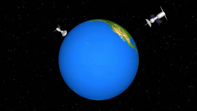 satellite around earth with alpha chanal