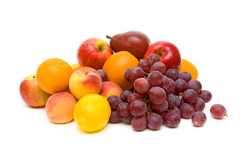 still life of fresh fruit on a white background