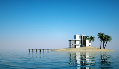 Einsame Insel mit Villa