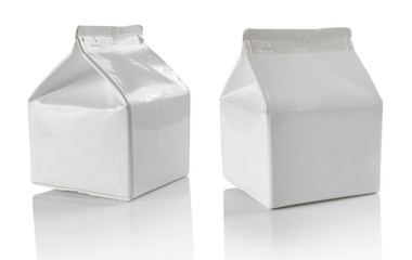 White blank milk box isolated on white