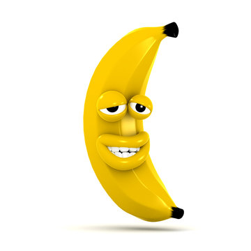 3d Banana looks very happy with himself