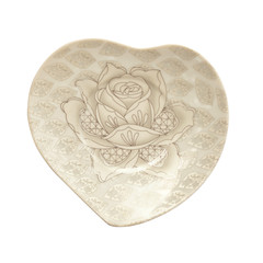 Color plate with roses on a white background