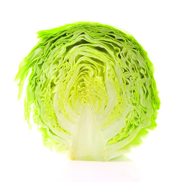 Image of white cabbage head slice isolated on white
