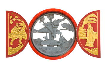 Native chinese sculpture on wooden window