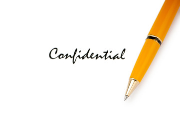 Pen and confidential message on white