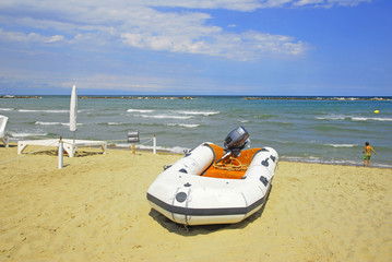 Ravenna, Adriano sand beach rescue boat