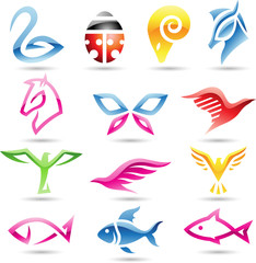 Vector illustration of colorful abstract animal icons