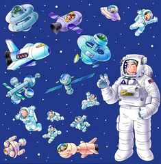 Ingelijste posters Astronauten en ruimtevaartuigen © kawano