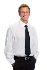 Confident young man in studio