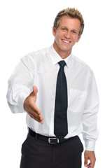 Businessman introducing himself