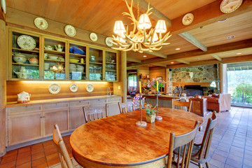 Dining room with a cowboy horse ranch.