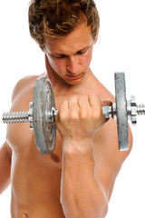 Toned man working out