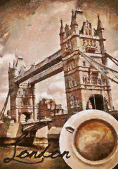 Oil-painted english coffee in London