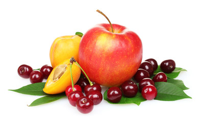 Fototapeta na wymiar tasty summer fruits isolated on white