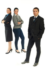 Business man and team of businesswomen