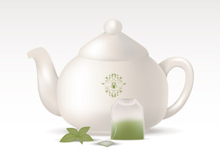 teapot with tea bag