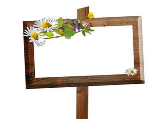 Holz Schild Tafel Kräuter Blumen