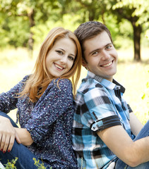 Fototapeta premium Couple relax at outdoor in summer time.