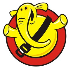 Elephant fasted with safety belt