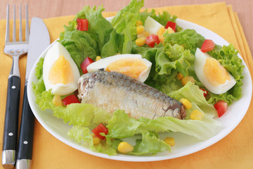 salad with sardines