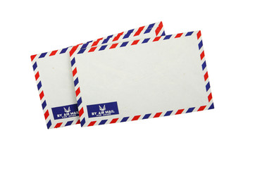 Classic vintage airmail envelopes on white - obrazy, fototapety, plakaty