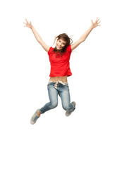 jumping teenage girl
