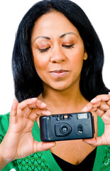 Close-up of a woman photographing