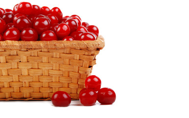 ripe cherry in basket