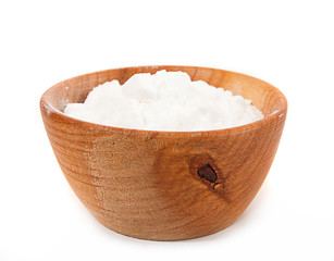 flour in a wooden platter