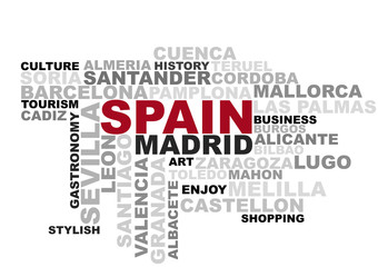 España, ilustración nombres de ciudades