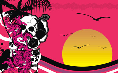 tropical hawaii skull background6