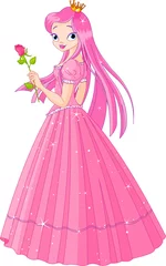 Poster Chateau Belle princesse rose avec rose