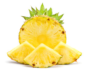 Fresh slice pineapple on white background