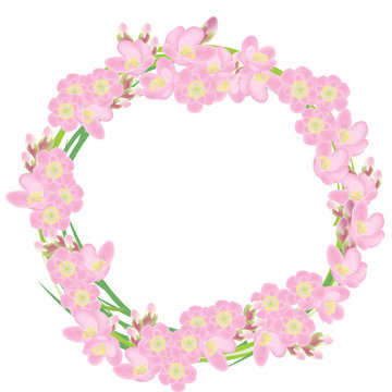 Pink wreath made of cherry flowers
