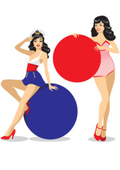 Fototapeta premium Pin-up girls holding place-cards