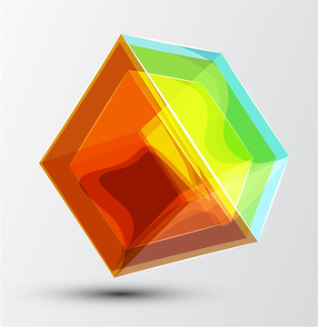 Vector shiny transparent glass cube background