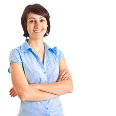 Portrait of a smiling woman isolated on white