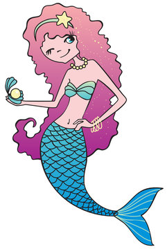 Mermaid Girl with pearl