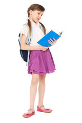 pretty schoolgirl reading book