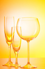 Wine glasses on the gradient background