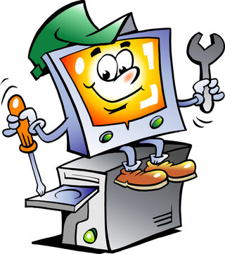 Hand-drawn Vector illustration of an Computer Repairman