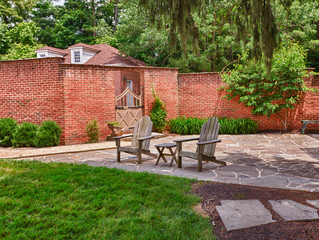 Cape cod chairs on stone patio