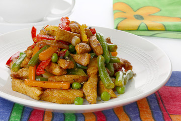 Pork meat with vegetables