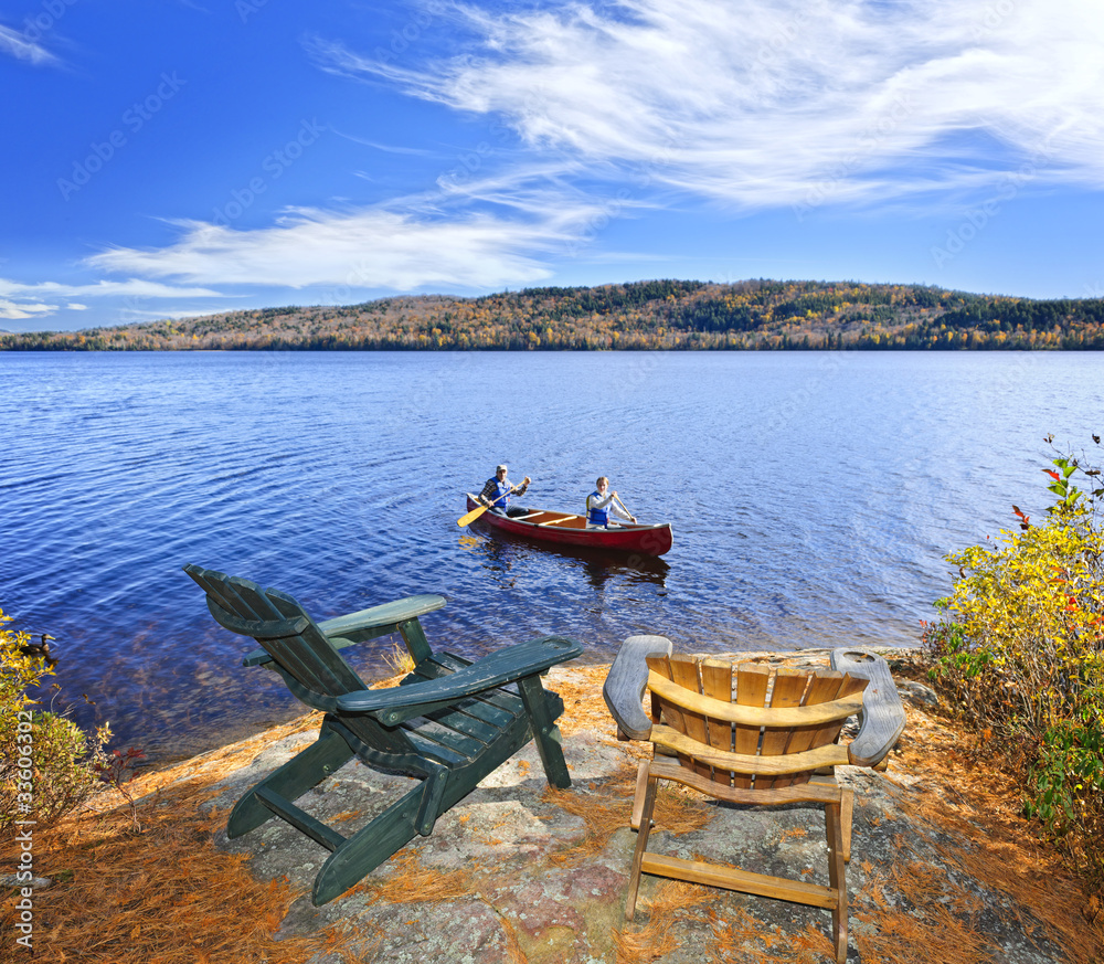 Sticker Canoeing on lake