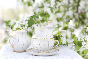 Tea in the blossoming garden
