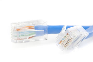A blue ethernet cable
