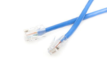 A blue ethernet cable