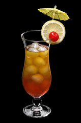 Tequila sunrise in a beautiful long drink glass